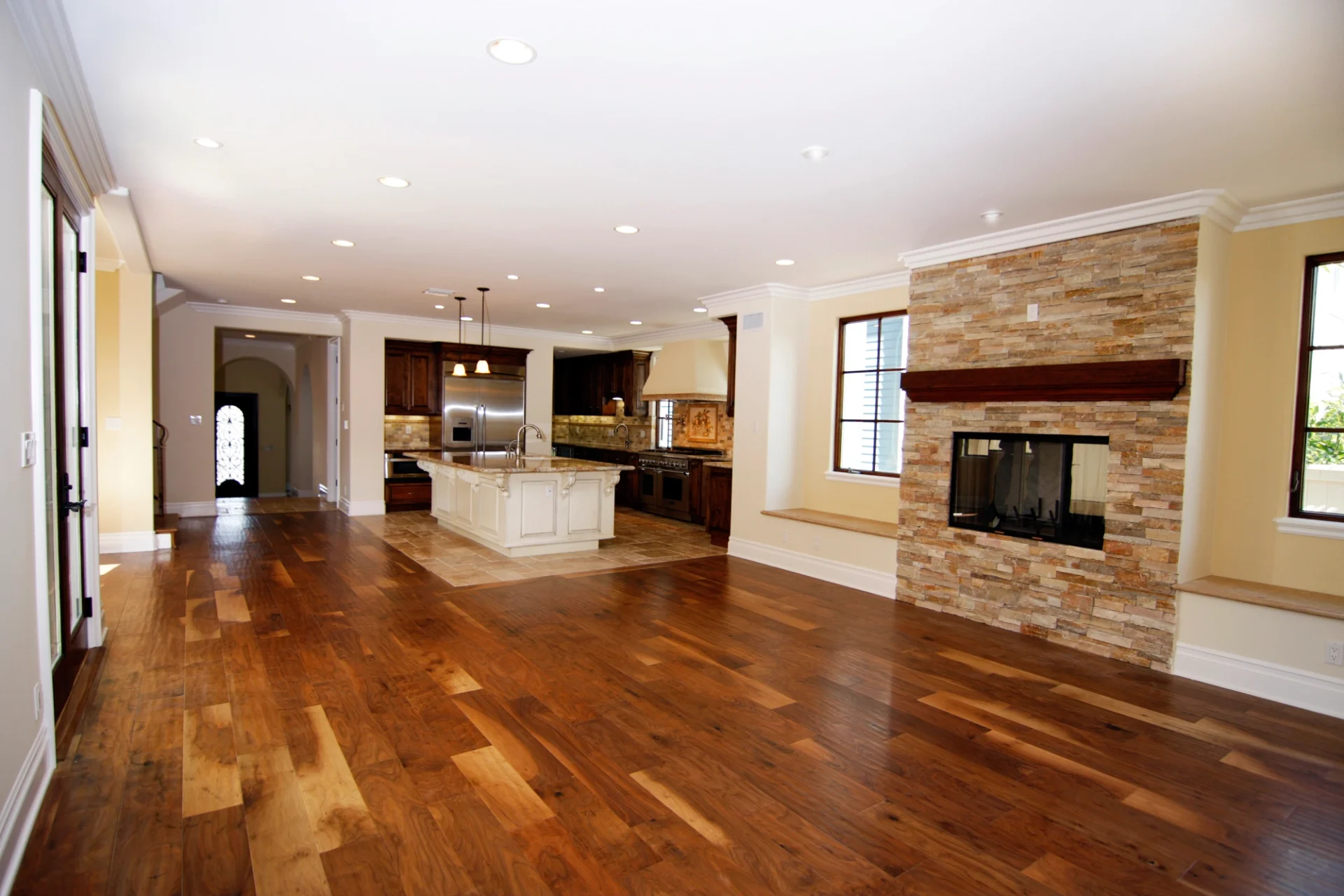 Modern kitchen with hardwood floors