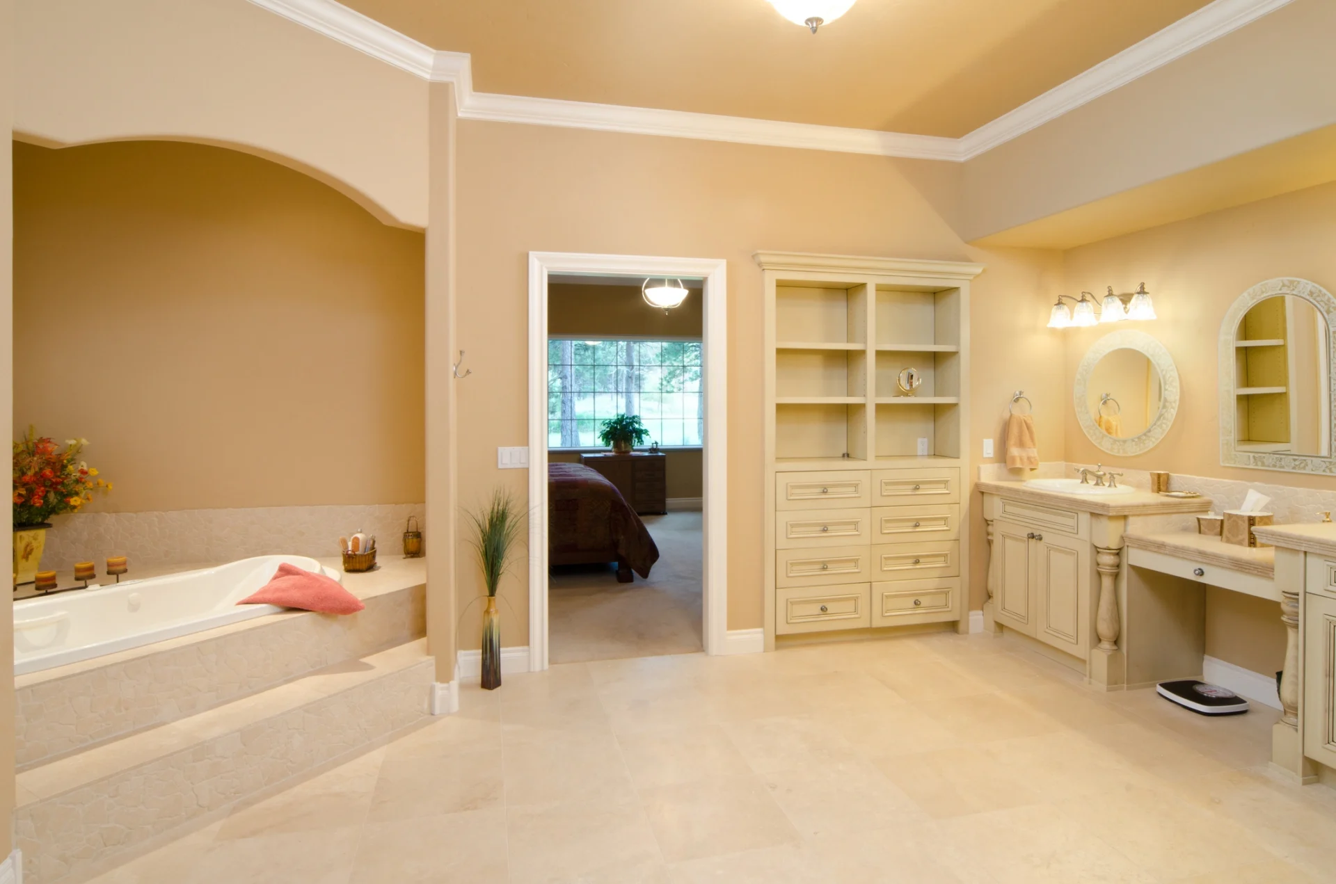 Luxury bathroom leading to bedroom