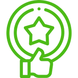 Green star with approval gesture