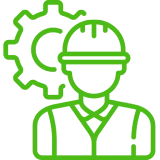 Construction worker icon with gear